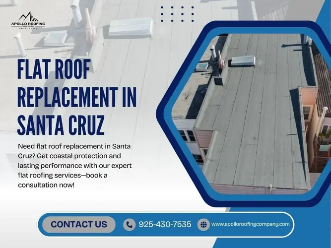 Flat roof replacement project in Santa Cruz with coastal protection features by Apollo Roofing Company