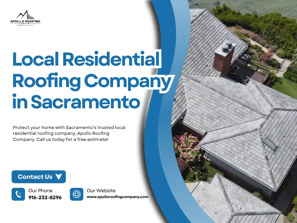 Residential roofing upgrade in Sacramento by Apollo Roofing Company shown in overhead view