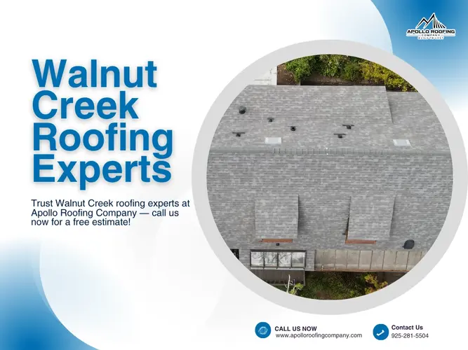 Top-down view of a Walnut Creek roof completed by local experts