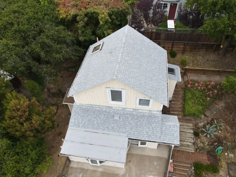 Home in Pleasant Hill with fresh roof repairs completed by Apollo Roofing Company to stop leaks and prevent damage