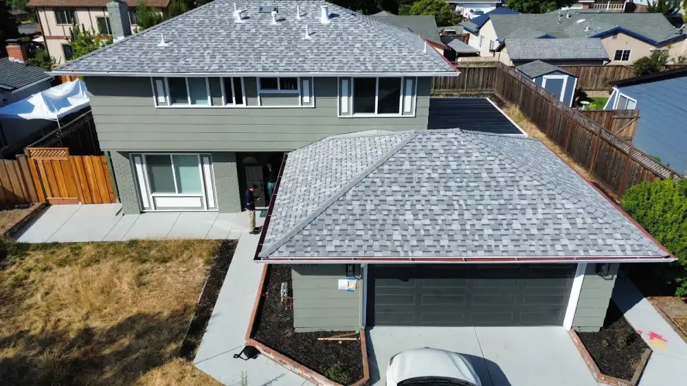 New shingle roof installation on a modern San Jose home, completed by Apollo Roofing Company