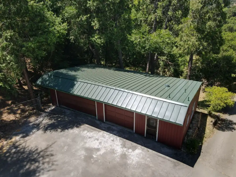Newly installed metal roof on Sacramento property by Apollo Roofing Company, expert roof replacement contractors