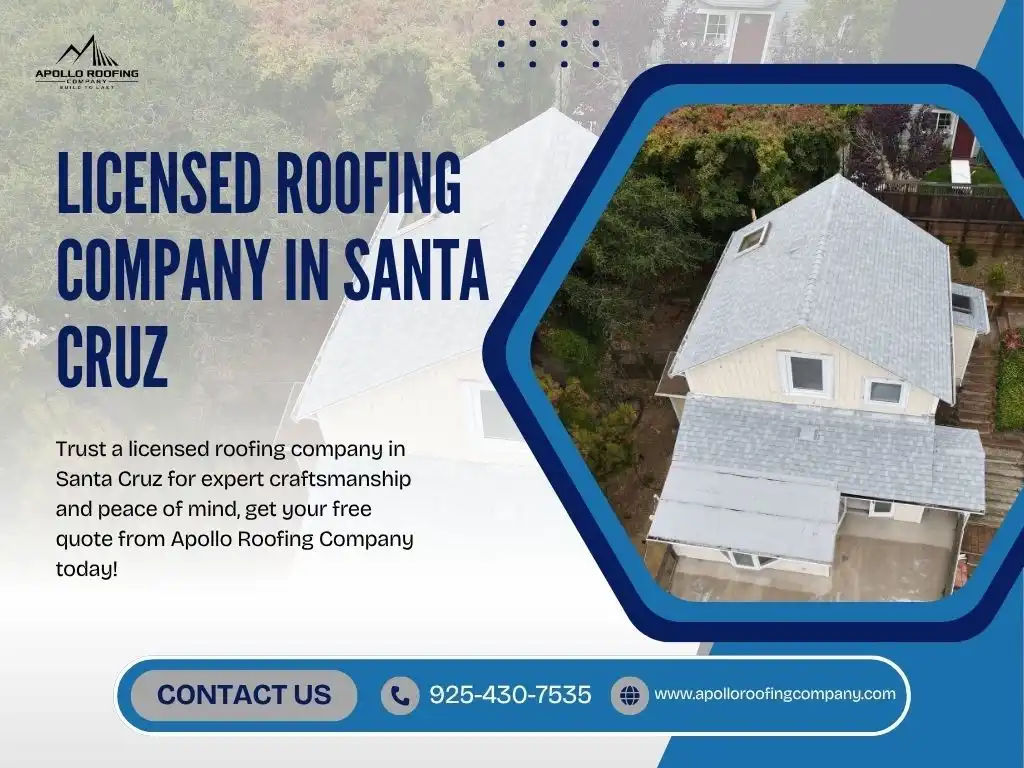 Santa Cruz home with newly installed roof by licensed roofing contractors from Apollo Roofing Company