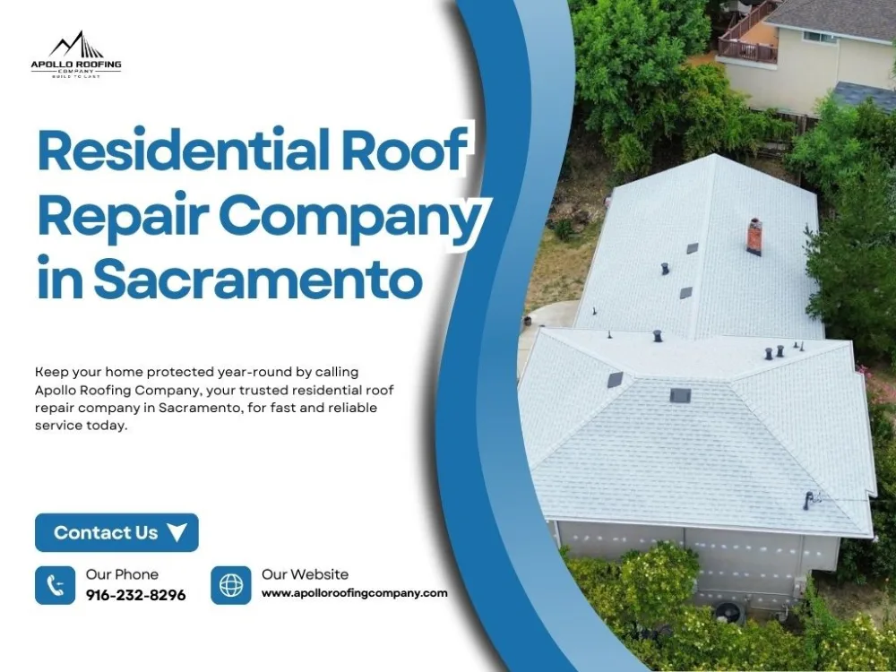 Aerial view of a home with a well-maintained roof after roof repair in Sacramento