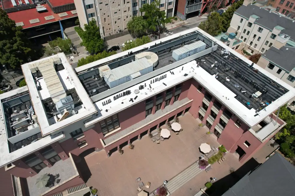 Durable flat roof replacement on large commercial building in Santa Cruz