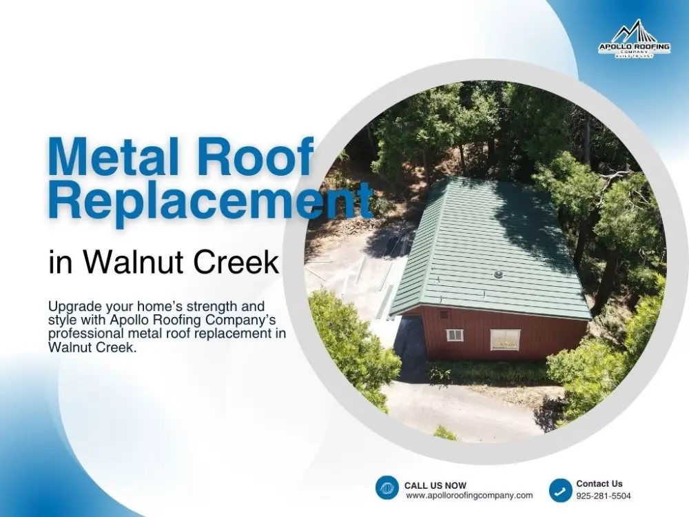 Modern metal roof replacement on a Walnut Creek home exterior