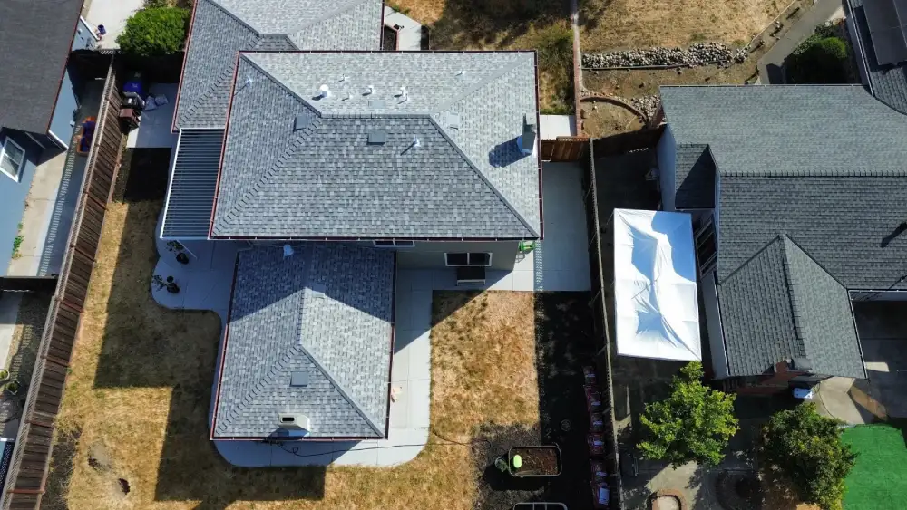 Newly installed shingle roof on residential home in Santa Cruz by expert contractors