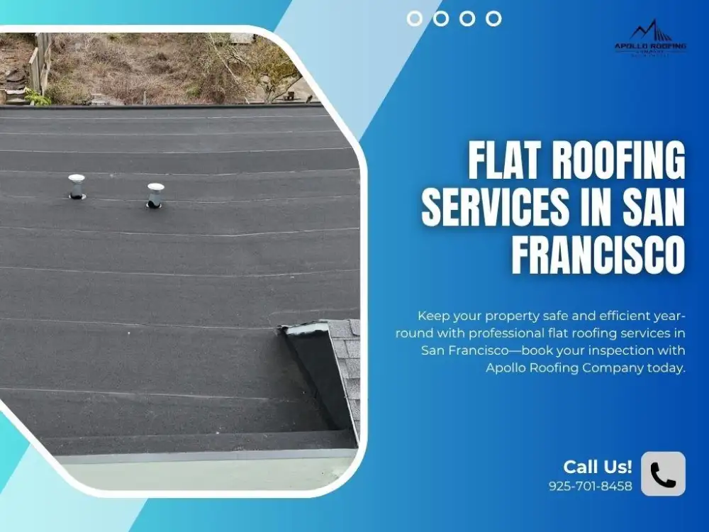 Aerial view of flat roof with ventilation features on city building