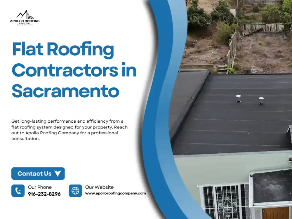 Flat roofing contractors installing new flat roof in Sacramento