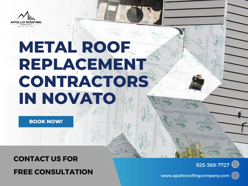 Metal roof replacement service for Novato homes by Apollo Roofing Company