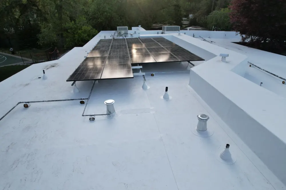 Newly completed GAF solar roof shining under the San Jose sun