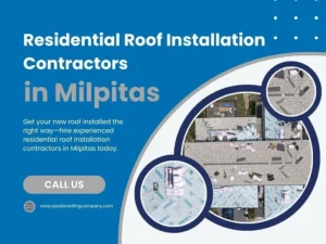 Professionals fitting flashing and shingles to weather-proof a Milpitas roof