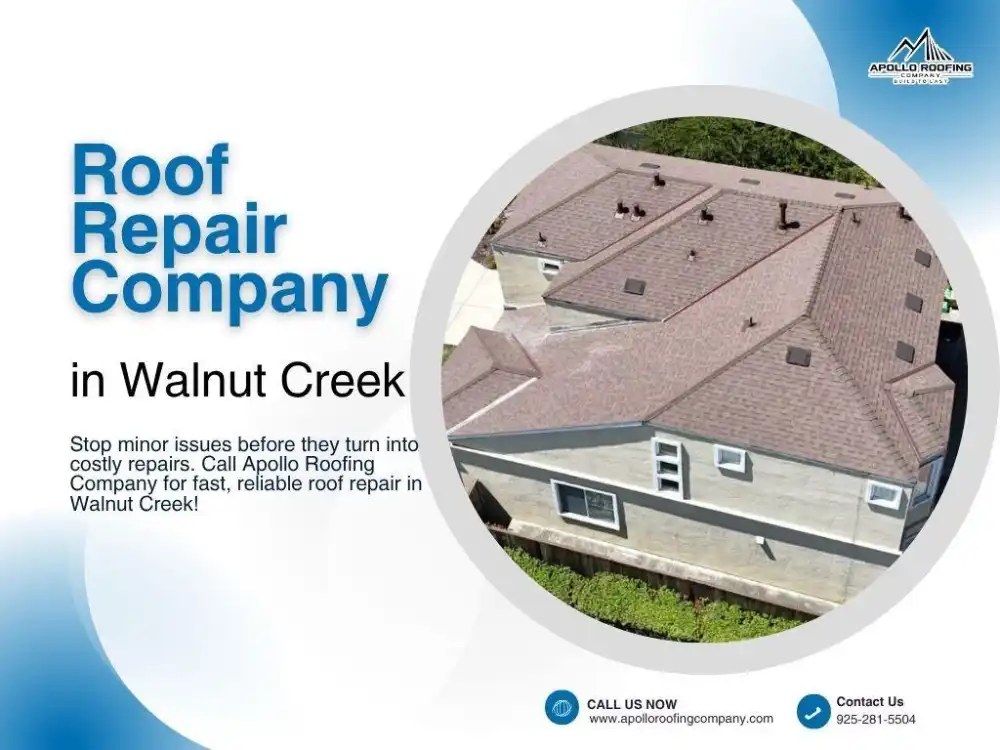 Roof repair company restoring residential roof in Walnut Creek