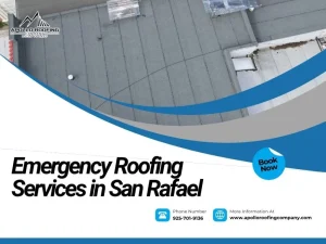Roof repair in progress for emergency roofing service in San Rafael