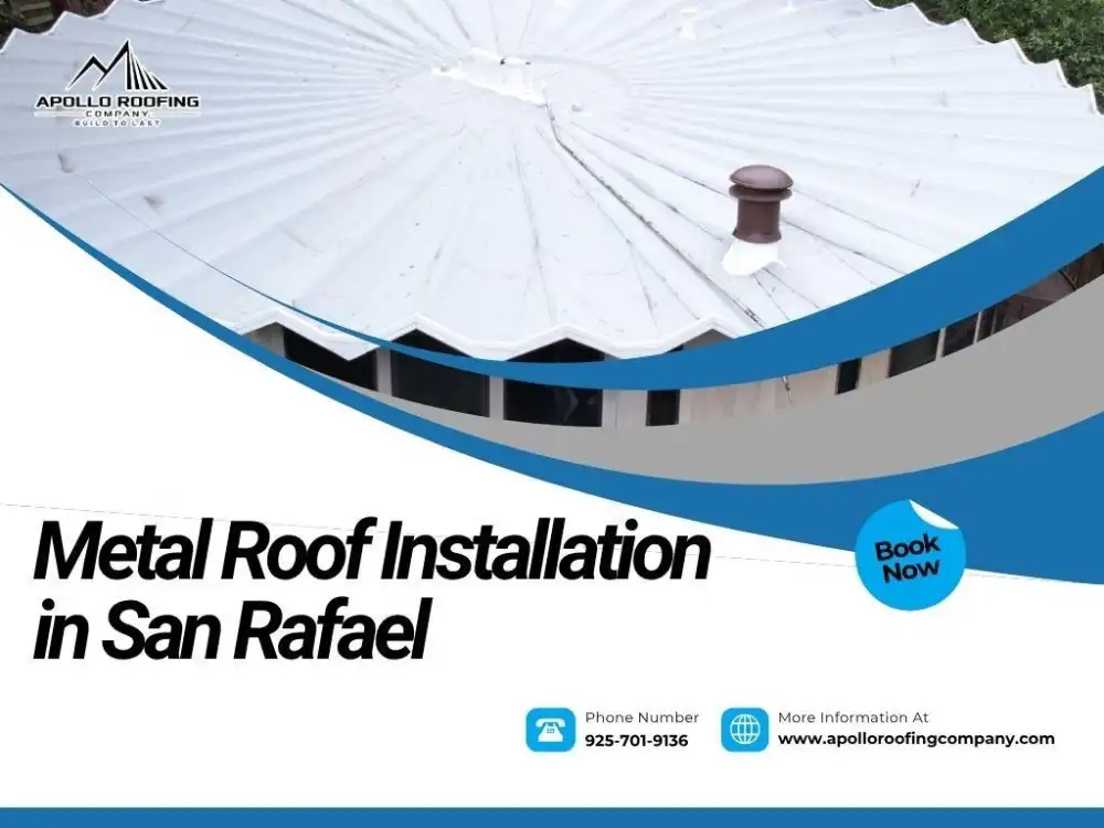 White roof with vent shown during metal roof installation in San Rafael