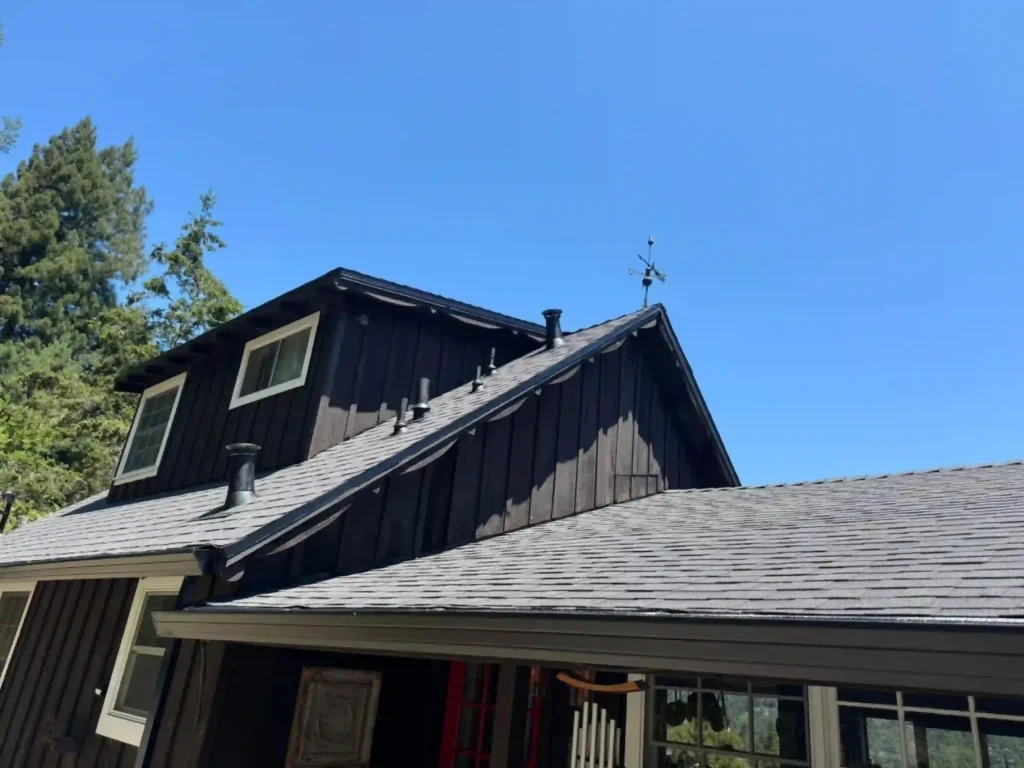 Suburban Walnut Creek home beneath a bright blue sky