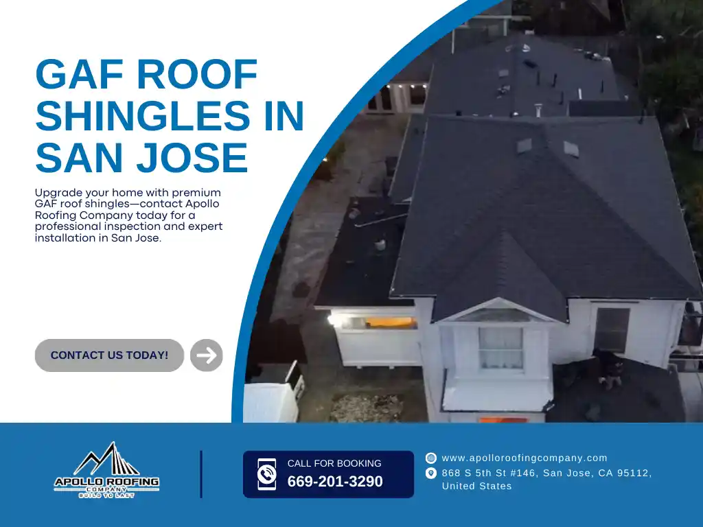 GAF roof shingles installed on a San Jose residence