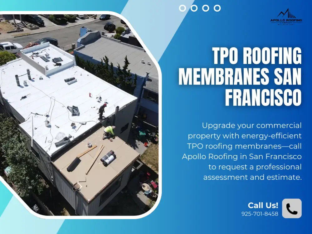 TPO roofing membrane installed on low-slope commercial roof