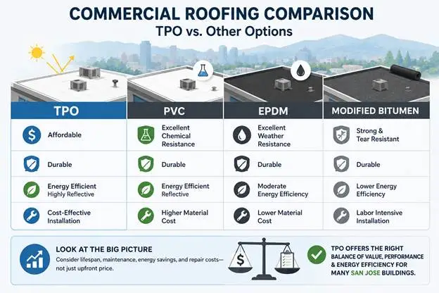 Comparing TPO to Other Commercial Roofing Options