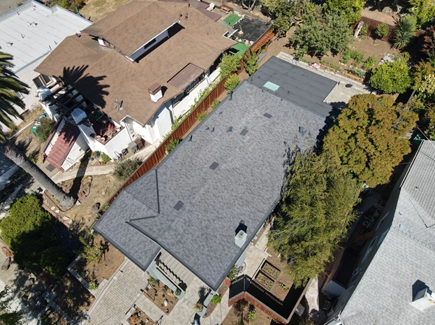 red gray roof society housing