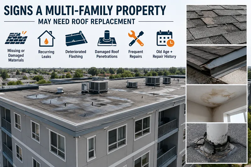 Signs a Multi-Family Property May Need Roof Replacement