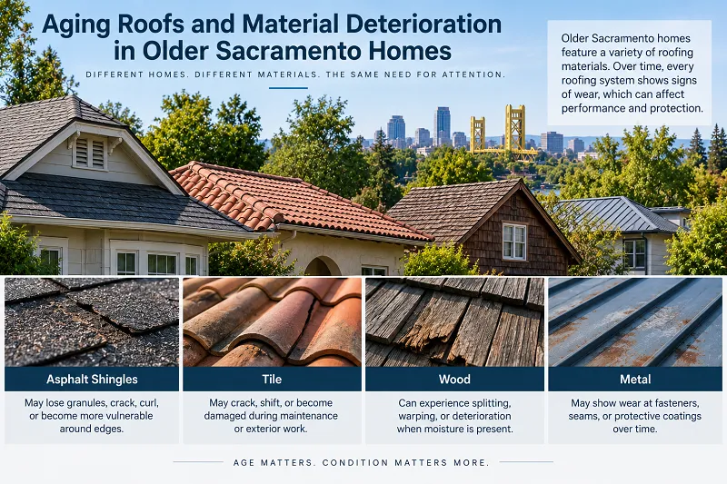 Aging Roofs and Material Deterioration in Older Sacramento Homes