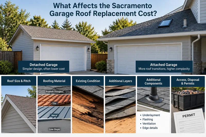 What Affects the Sacramento Garage Roof Replacement Cost