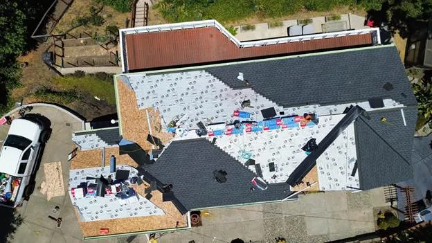 under construction roof white truck